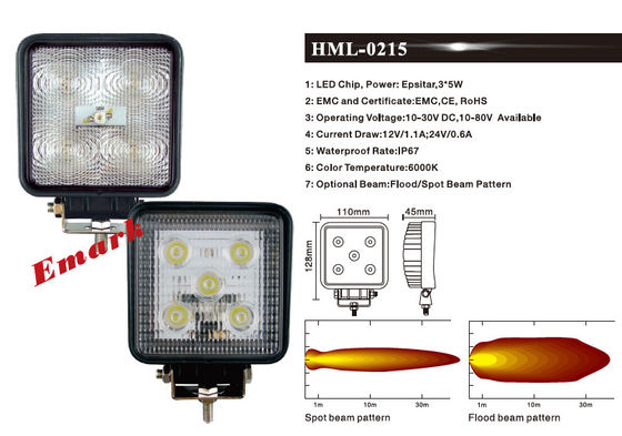 4 szt. 15W 1220LM Spot LED Lampa przeciwmgielna E-Mark LED Work Lamp